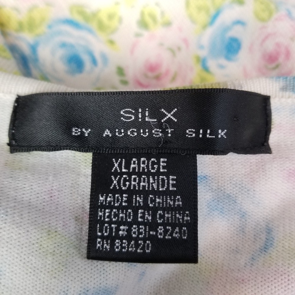 Vtg August Silk Cardigan Women XL Floral Button Front Knit Sweater Cottagecore - Picture 7 of 9